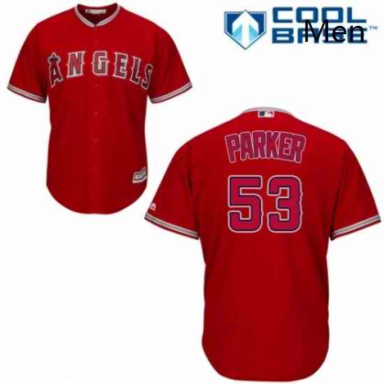 Mens Majestic Los Angeles Angels of Anaheim 53 Blake Parker Replica Red Alternate Cool Base MLB Jersey